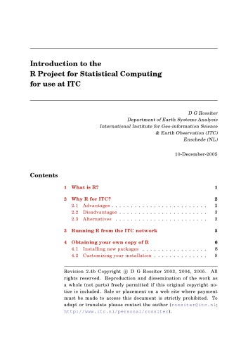 Introduction to the R Project for Statistical Computing foruseat ITC