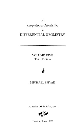 A Comprehensive Introduction to Differential Geometry