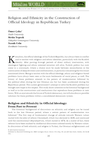 Religion and Ethnicity in the Construction of Turkey