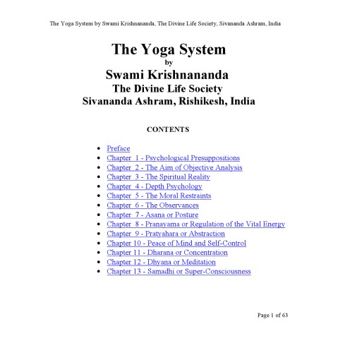 Yoga - The Yoga System