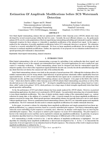 Estimation Of Amplitude Modifications before SCS Watermark Detection