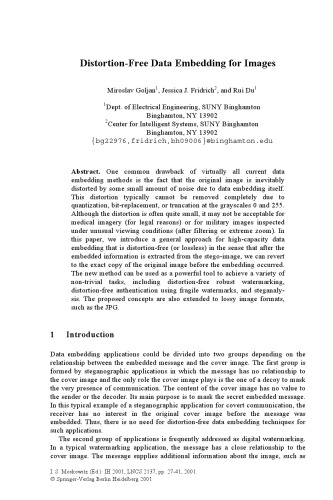 Distortion-Free Data Embedding for Images