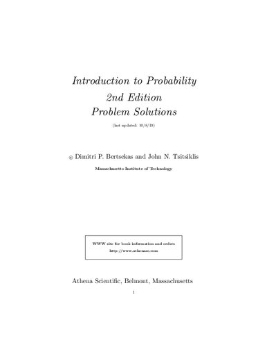 Introduction to Probability 2nd Edition Problem Solutions