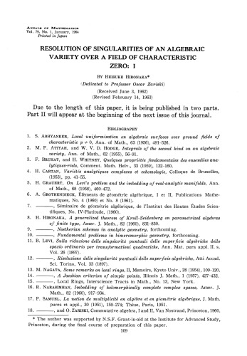 Resolution of singularities of an algebraic variety over fileld of characteric zero