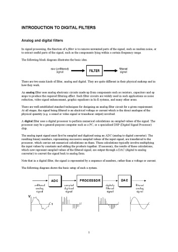 INTRODUCTION TO DIGITAL FILTERS