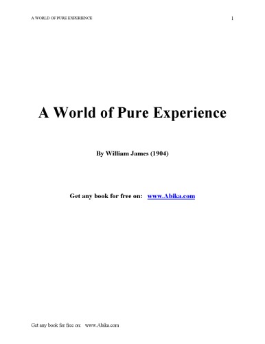 World of pure experience