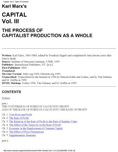 Capital: Volume III