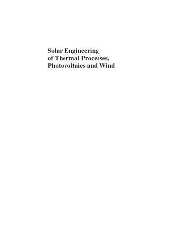 Solar Engineering Of Thermal Processes: Photovoltaics And Wind