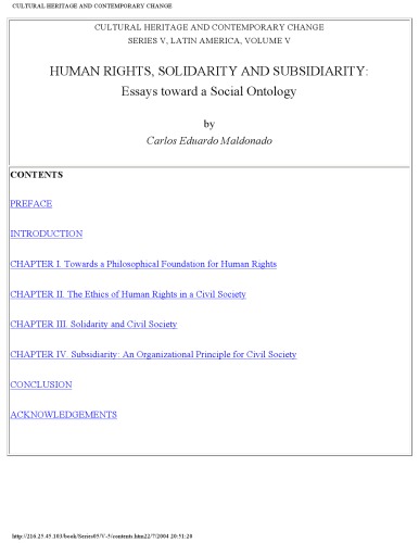 Human Rights, Solidarity and Subsidiarity - Essays Toward a Social Ontology