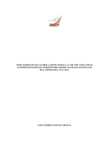 Todo Nordeste que couber a gente publica: o The New York Times e as representações do Nordeste brasileiro na Era da Política de Boa Vizinhança (1933-1945)