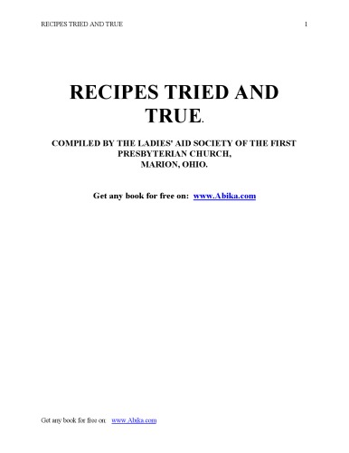 RECIPES-TRIED AND TRUE