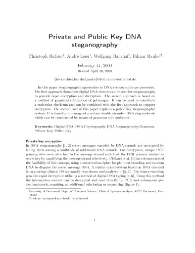 Private and Public Key DNA steganography