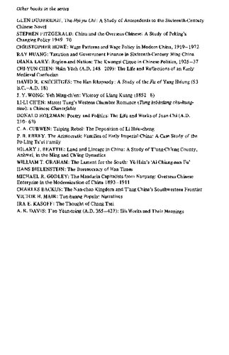 Statesmen and Gentlemen: The Elite of Fu-Chou Chiang-Hsi, in Northern and Southern Sung