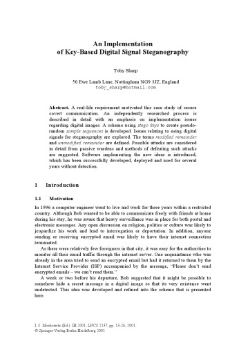 An Implementation of Key-Based Digital Signal Steganography