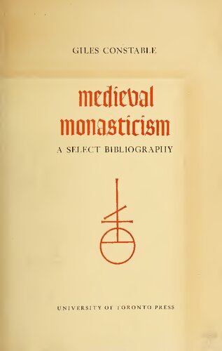 Medieval Monasticism: A Select Bibliography