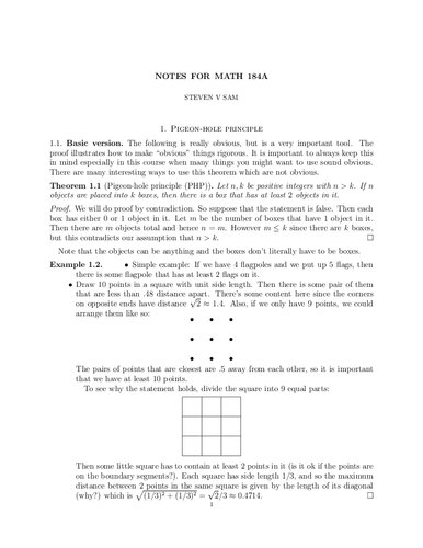 Notes for Math 184A (Combinatorics)