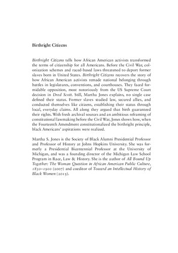 Birthright Citizens: A History of Race and Rights in Antebellum America