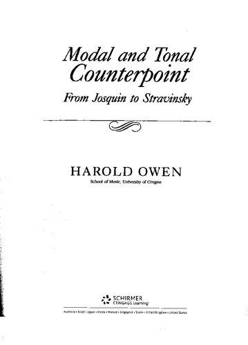 Modal and tonal counterpoint: from Josquin to Stravinsky /