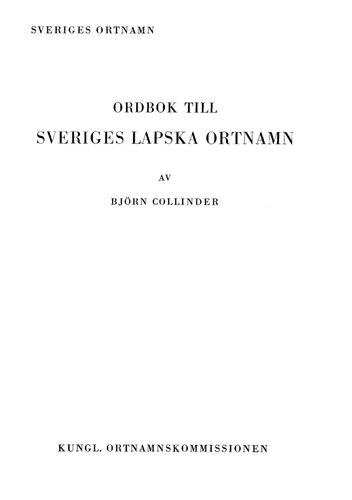 Ordbok till Sveriges lapska ortnamn