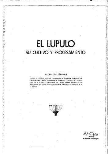 El lúpulo: su cultivo y procesamiento