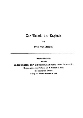 Zur Theorie des Kapitals