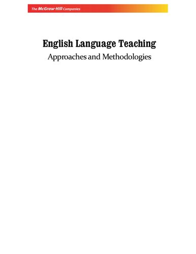 English Language Teaching: Approaches And Methodologies