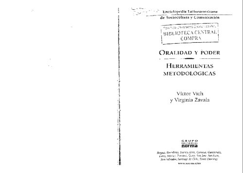 Oralidad y poder. Herramientas metodológicas (Orality and power)