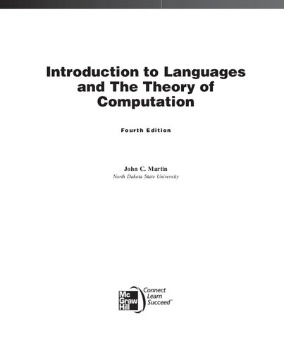 Introduction to Languages and the Theory of Computation