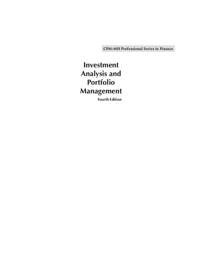 Investment analysis and portfolio management