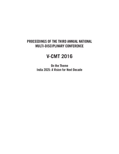 Proceedings of the Third Annual National Multi-Disciplinary Conference, V-CMT 2016