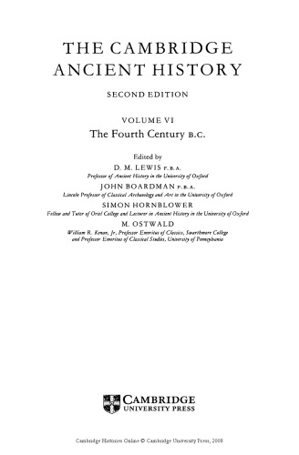 The Cambridge Ancient History 14 Volume Set in 19 Hardback Parts: The Cambridge Ancient History, Volume 6: The Fourth Century BC 