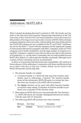 Elementary Mathematical and Computational Tools for Electrical and Computer Engineers Using MATLAB