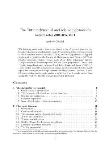 The Tutte polynomial and related polynomials: Lecture notes 2010, 2012, 2014