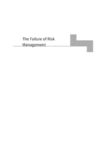 The Failure of Risk Management: Why It's Broken and How to Fix It