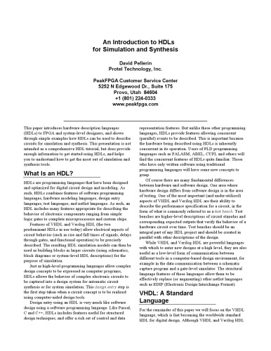 An introduction to HDLs for simulation and synthesis (VHDL)