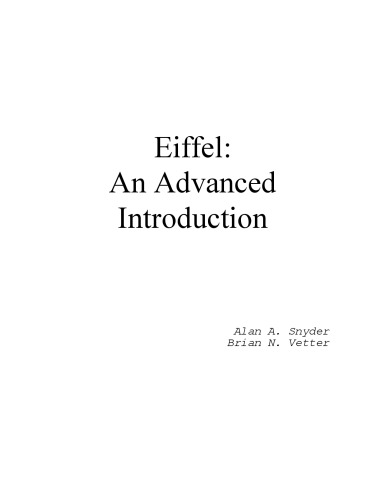 Eiffel.An advanced introduction