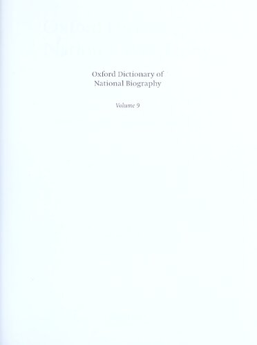 Oxford Dictionary of National Biography - volume 9 Burt–Capon