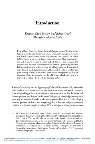 Empire, Civil Society, and the Beginnings of Colonial Education in India