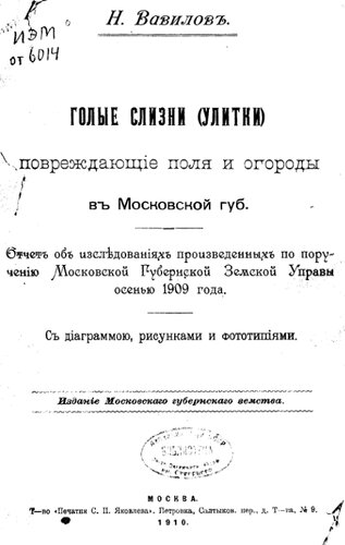 Голые слизни (улитки), повреждающие поля и огороды в Московской губернии