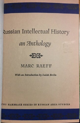 Russian Intellectual History: An Anthology