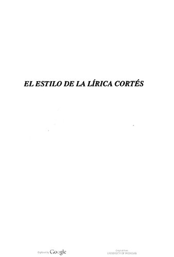 El estilo de la lírica cortés : para una metodología del análisis literario