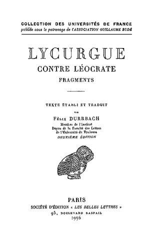 Lycurgue: Contre Léocrate. Fragments