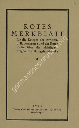 Rotes Merkblatt für die Krieger der Arbeiter- und Bauernarmee und der Roten Flotte über die wichtigsten Fragen des Kriegshandwerks