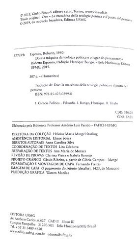 Dois: a máquina da teologia política e o lugar do pensamento