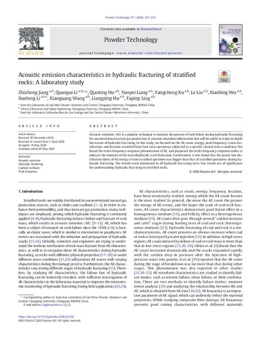 Acoustic emission characteristics in hydraulic fracturing of stratified rocks: A laboratory study