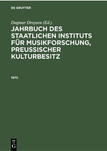 Jahrbuch des Staatlichen Instituts für Musikforschung, 1969