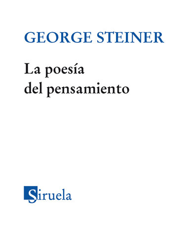 La poesía del pensamiento: Del helenismo a Celan