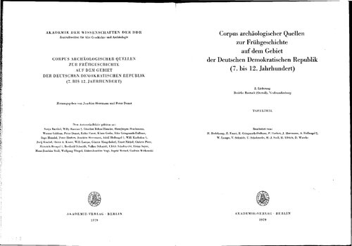 Corpus archäologischer Quellen zur Frühgeschichte auf dem Gebiet der Deutschen Demokratischen Republik (7. bis 12. Jahrhundert) - 2/Tafelteil