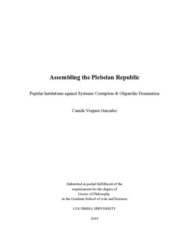 Assembling the Plebeian Republic: Popular Institutions against Systemic Corruption and Oligarchic Domination