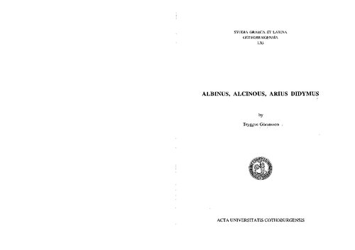 Albinus, Alcinous, Arius Didymus